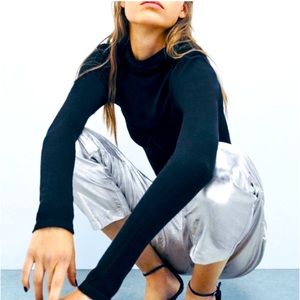Zara faux Leather Metallic Disco Joggers
